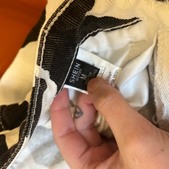 Shein Cow Print Flared Jeans - Picture 2 of 3